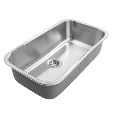 Houzer Belleo 32 inch Stainless Steel Drop-in Topmount Single Bowl Kitchen Sink with Strainer & Grid